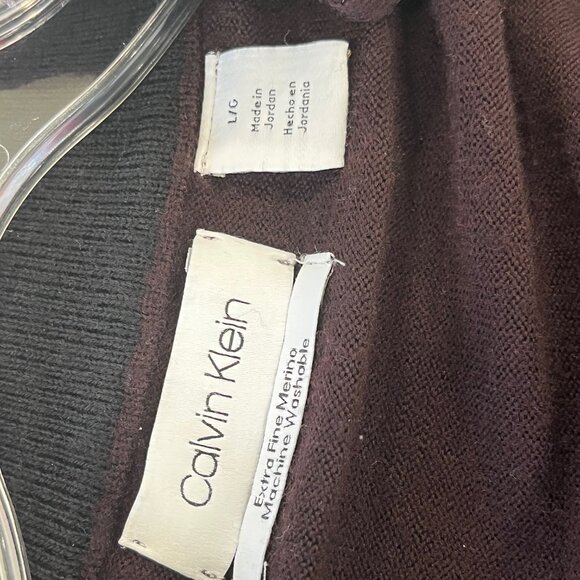 Calvin Klein Men's Zipper Sweater 100% washable merino dark purple - Picture 5 of 5